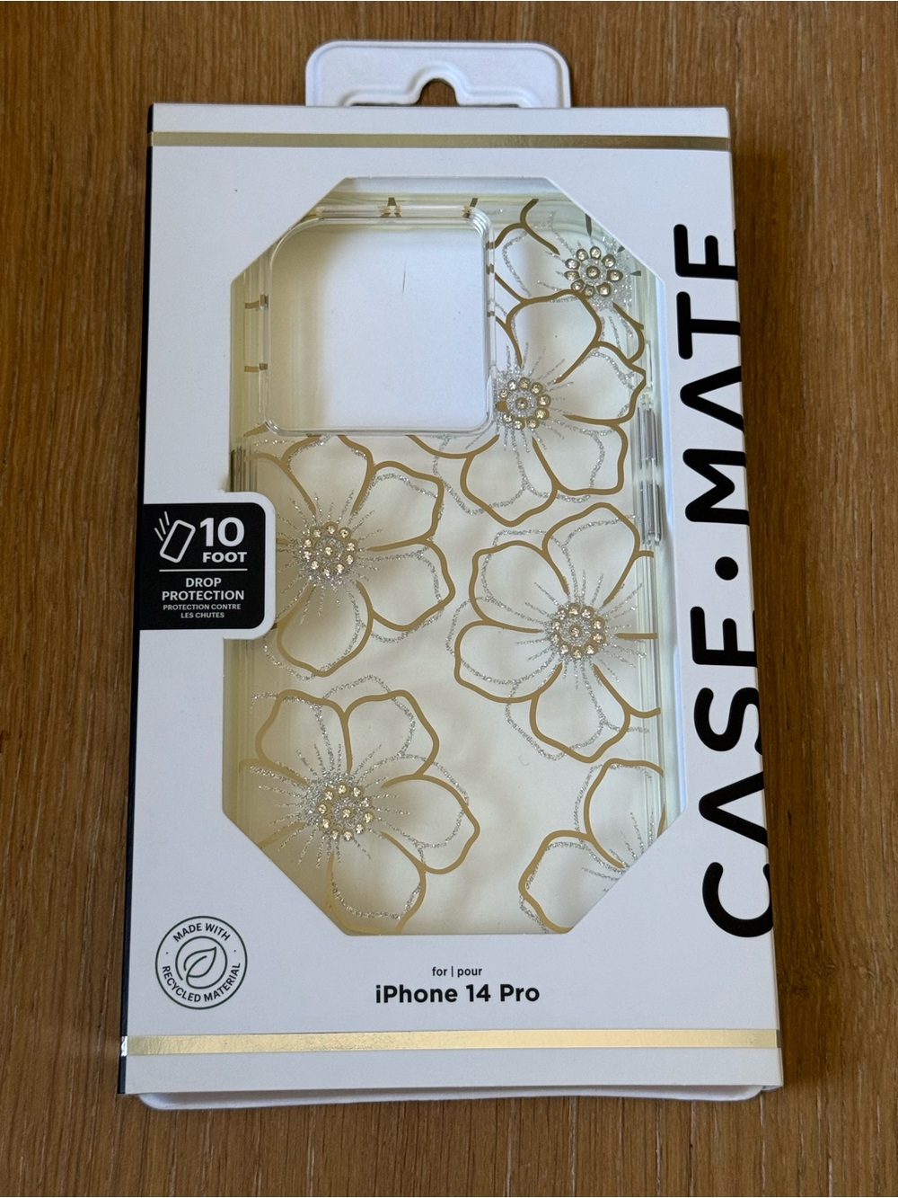 New CASE-MATE iPhone 14 PRO Floral Protective Case Gold Silver flower